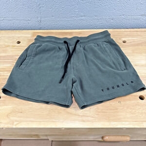 Young LA Dark Green Sweat Shorts Gym Men Size Small